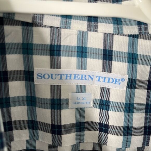 Southern Tide Classic Fit Cotton/Spandex Blend Checked Shirt Size XL - Picture 2 of 6